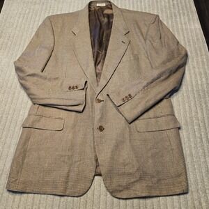 Gruppo GFT 46 L‎ Brown Plaid Silk Wool Men's Blazer Sport Jacket
